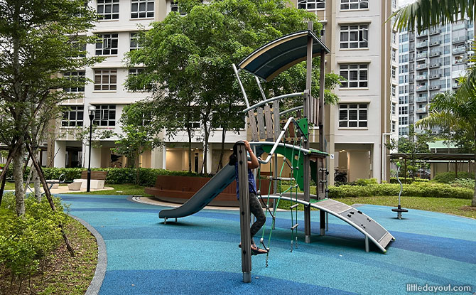 play structure with a much taller slide