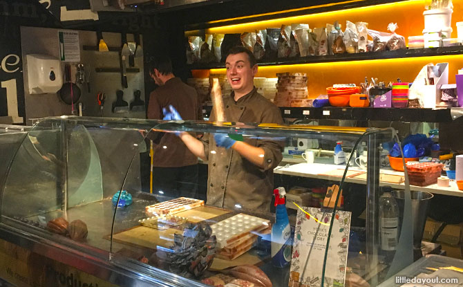 Demonstration by the in-house chocolatiers at York's Chocolate Story