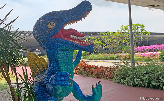 Dancing dinosaur at Changi Airport Connector