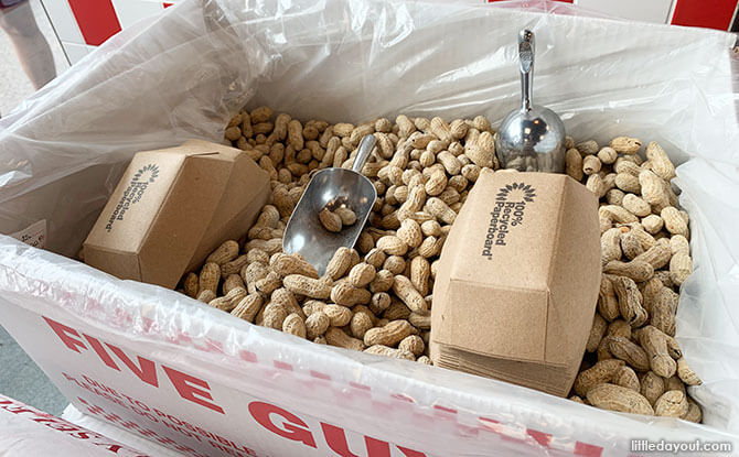 Five Guys Singapore tray of free peanuts