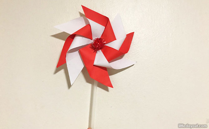 How To Make A Red And White Pinwheel For National Day