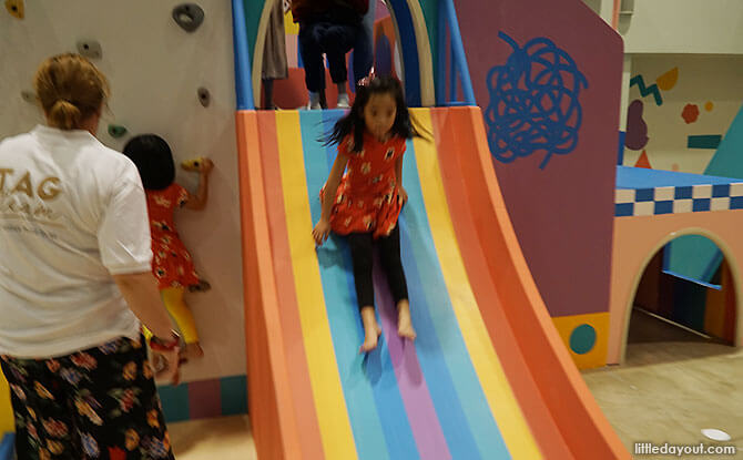 Riding the slide at Hullabaloo!, The Artground