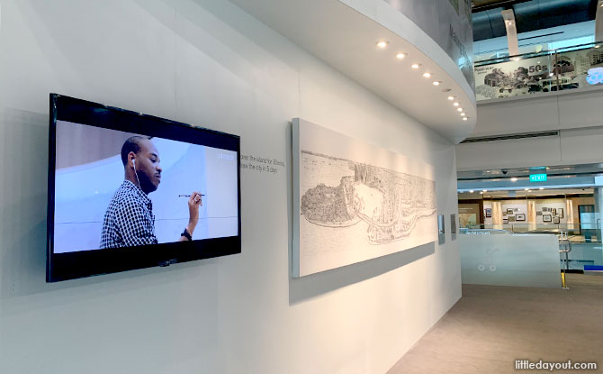 Singapore's skyline, done by British architectural artist Stephen Wiltshire