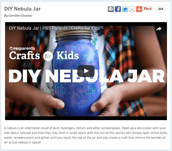 Craft Ideas for Kids: 10+ of the Best and Most Creative Websites 15 PBS Parents Nebula Jar