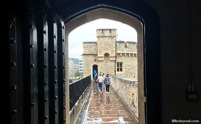 Walking along the wall of the Tower of London