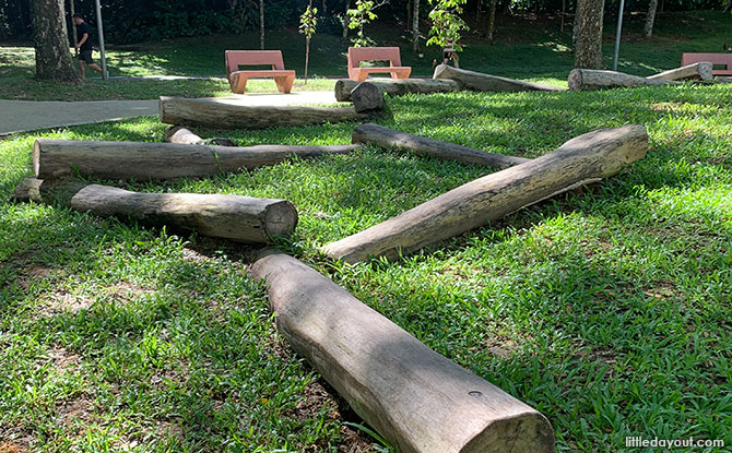 Balancing logs at the Nature Playgarden