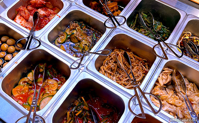 50 rotating options of free-flow banchan