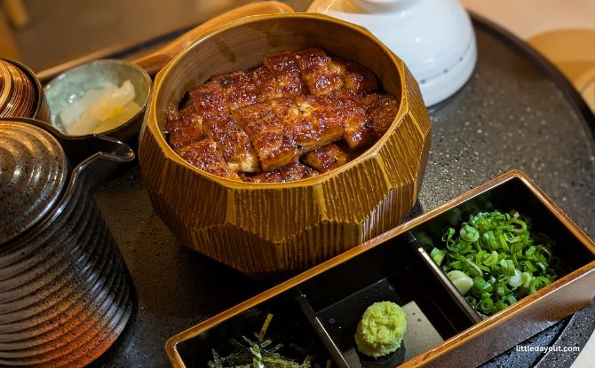 Unagi Kondaime Kikukawa Review 4 Hitsumabushi set ($37), a Nagoya speciality