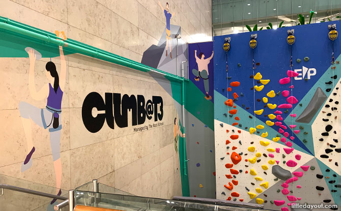 Rock climbing wall at Terminal 3