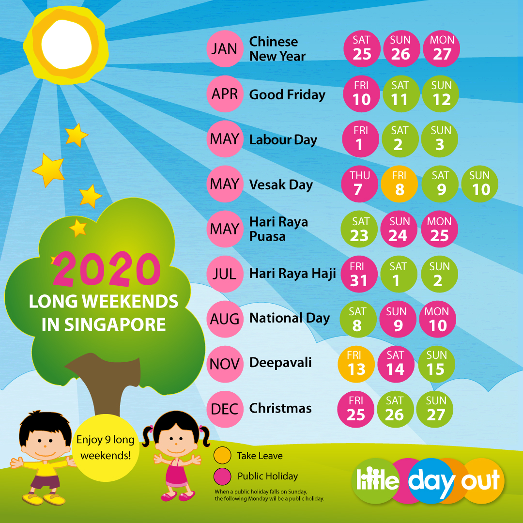 Singapore Public Holidays & School Holidays 2020 - Little Day Out