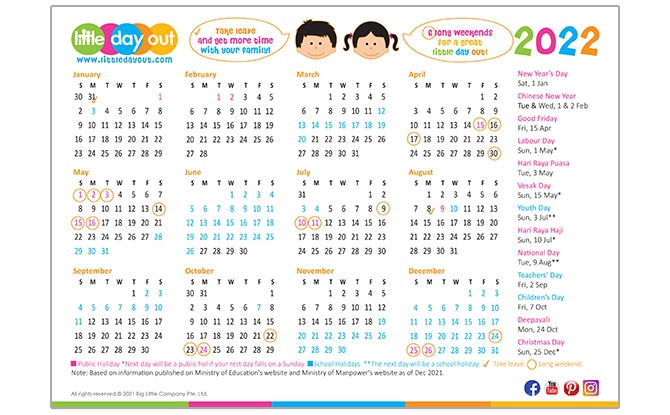 National Day 2022 Calendar Little Day Out's 2022 Calendar: Plan For The Year Ahead With Public &  School Holidays - Little Day Out