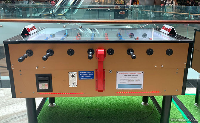 Electronic foozeball tables at Jewel Changi Airport