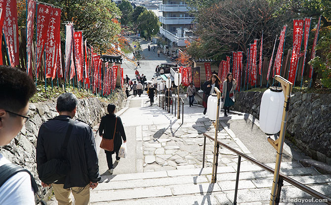 Stairs leading to the shopping area