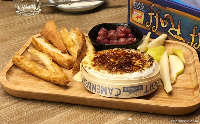 Camembert Brûlée and Tomato and Grape Bruschetta