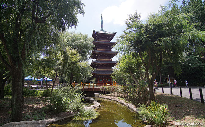 Pagoda in the East Garden of Ueno Zoo, Ueno Park, Tokyo