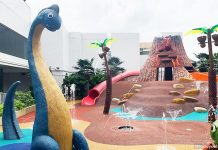 Causeway Point Water Playground: Dinosaur Wet Play Area With A Volcano! Causeway Point Water Playground: Dinosaur Wet Play Area With A Volcano!