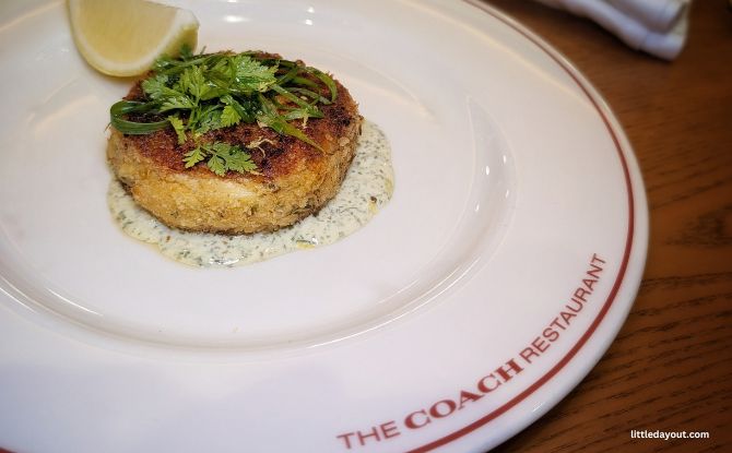 The Coach Restaurant: Warm Lights, Bold Flavours & Quiet Luxury At Jewel Changi Airport 2 Maryland Crab Cakes ($30)