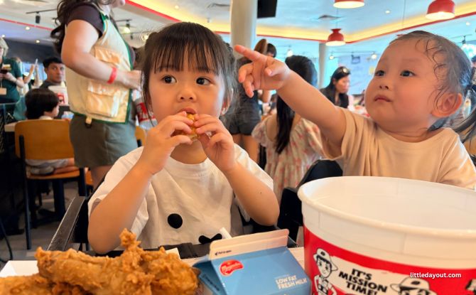 KFC x Ranger Buddies: From Lil’ Bucket To Base Camp With Our 3-Year-Olds 1 enjoying KFC