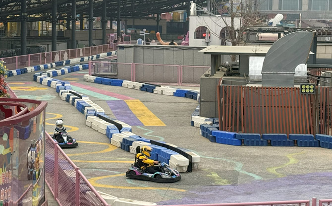 the boys tried their hand at go-karting and explored the playgrounds