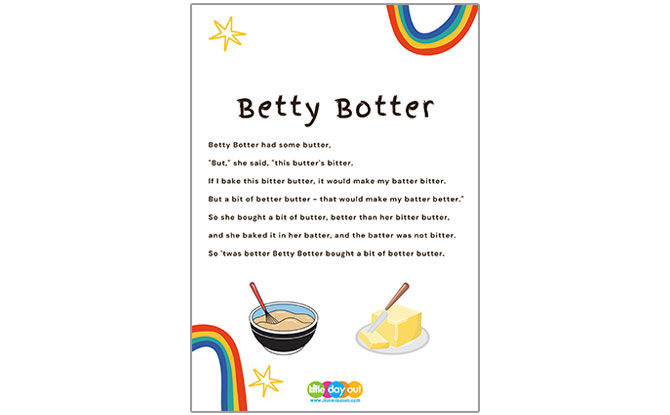 Betty Botter Tongue Twister Printable