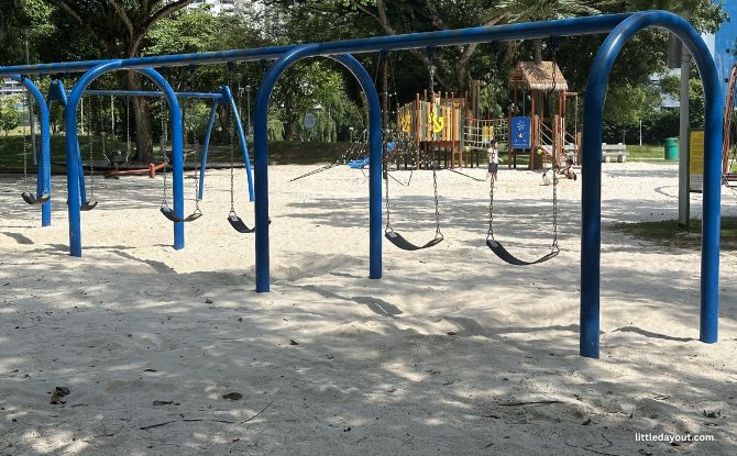 3 Bishan-Ang Mo Kio Park Playgrounds: Water, Adventure & Inclusive 11 swings at Bishan Ang Mo Kio Park