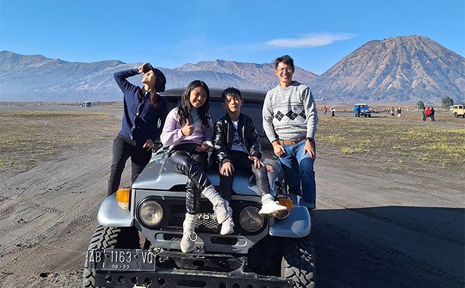 Traveling across the Sea of Sand at Mount Bromo