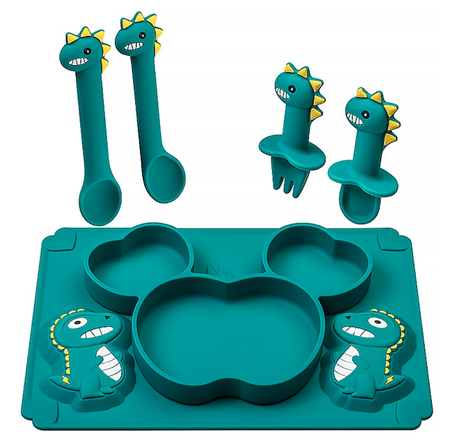 Cartoon Dinosaur Food Grade Silicone Tableware Anti-drop