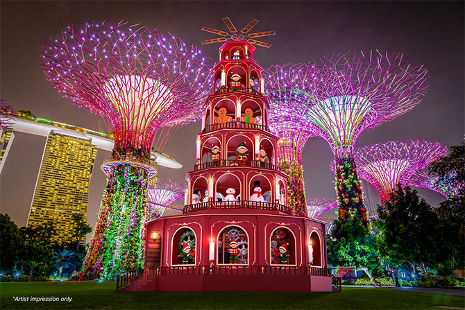 Christmas Wonderland 2025 At Gardens By The Bay: Singapore's First-Ever Christmas Pyramid, A Flying Santa & Reindeer Quartet