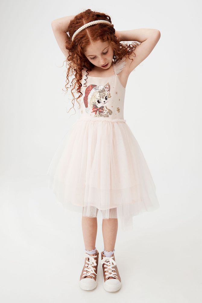 Cotton On Kids Christmas pink tulle dress