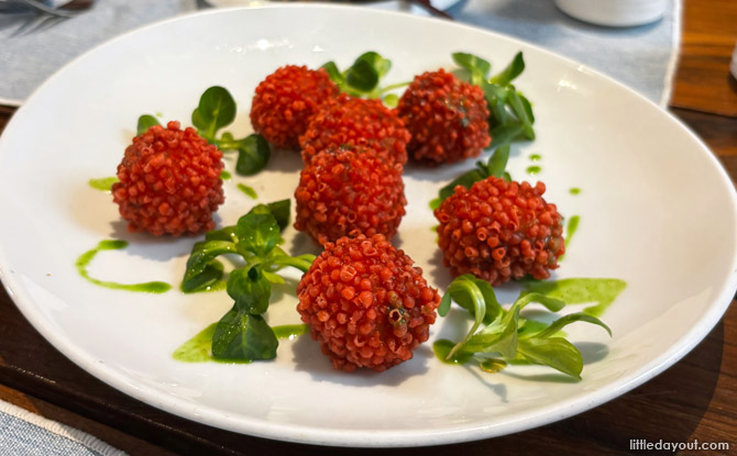 Restaurant Cougar Lee’s Chinese New Year Menu: Tradition Meets European Elegance 3 Iberico Pork Stuffing with Lychee (S:$22 for 5 pcs, L:$40, for 10 pcs)