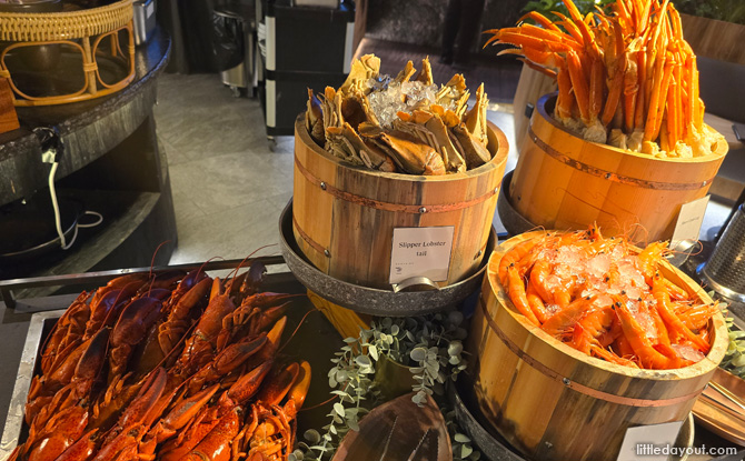 snow crab legs, prawns, lobster tails and slipper lobsters