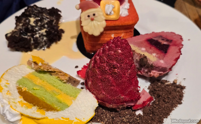 The Hazelnut Chocolate Yule Log Cake, Mango Passion Fruit Yule Log Cake and Mixed Berries Pinecone
