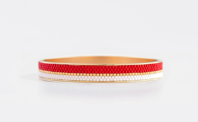 Eden + Elie Everyday Gold Narrow Bangle in True Red