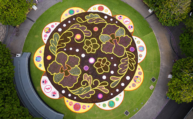 Singapore's Largest Flower Carpet Goes On Display At Gardens By The Bay