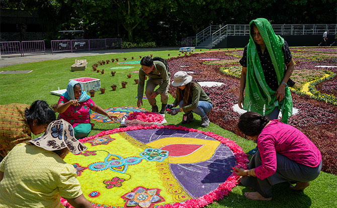 Singapore's Largest Flower Carpet Goes On Display At Gardens By The Bay 3 Creating the Gardens by the Bay Flower Carpet