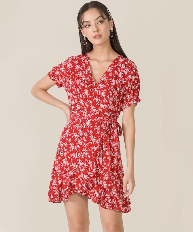 Her Velvet Vase floral ruffle dress