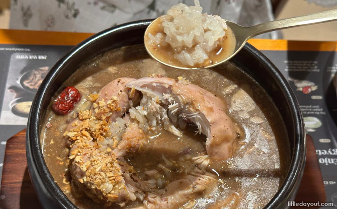 JIHO Samgyetang SBCD: Hearty Korean Ginseng Chicken Soup 4 Black Garlic Samgyetang ($32.80++)