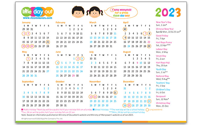Singapore Public & School Holidays Calendar 2023 Singapore Public & School Holidays Calendar 2023
