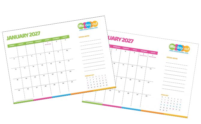 Little Day Out's 2027 Calendar With Singapore Public Holidays & MOE School Holidays 2027 2 calendars for each month
