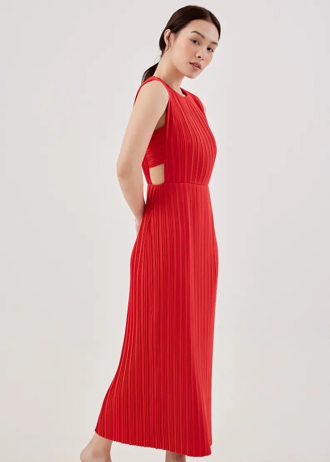 Love Bonito Jiselle Pleated Cut Out Dress