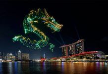 Watching Marina Bay Drone Show for Chinese New Year