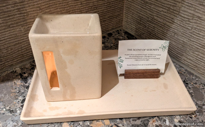 Mandai Rainforest Resort by Banyan Tree: Family Staycation Review 8 With a tidied room, the oil diffuser lit and the scent of Spearmint and Bergamot gently wafting in the bathroom, we were ready to relax.