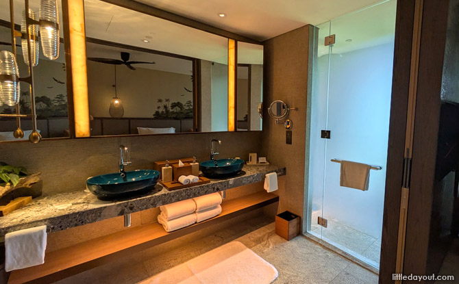 Mandai Rainforest Resort by Banyan Tree: Family Staycation Review 5 We appreciated the really large bathroom with his and hers sinks, a split shower area and cubicle.