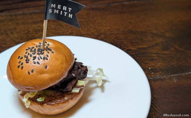 Meatsmith Turns 12: Familiar Comfort, Thoughtfully Layered 5 Chopped Beef Brisket Slider with Whisky Sour Slaw