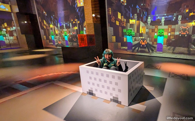 Minecraft Experience: Village Rescue At Mandai Wildlife Reserve Review 8 Pose at the minecart too, as well as with the skeleton and Iron Golem.