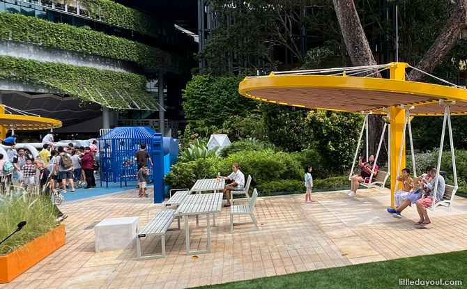 National Museum Of Singapore's Whale Playground: A Whale Of A Time Together At An Intergenerational Playground 7 picnic benches and shaded swings