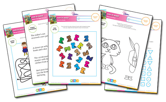 Puss in Boots and Spot the Difference Activity Sheets PIB-AS-550x340