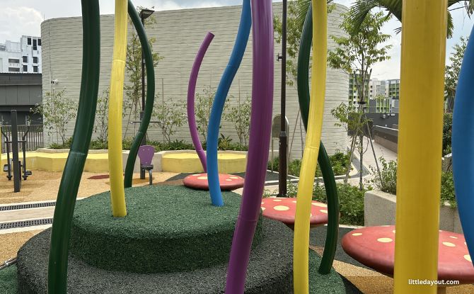 Parc Point Playground At The Knolls: Whimsical Rooftop Garden 7 colouring poles