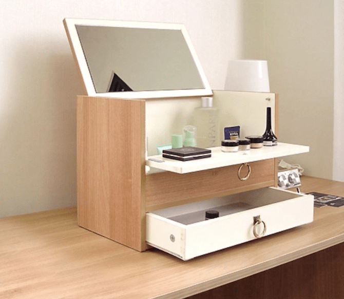 Portable Tabletop Cosmetic Organizer with Mirror