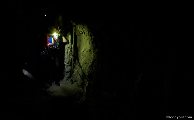 raversing above a deep dark pit
